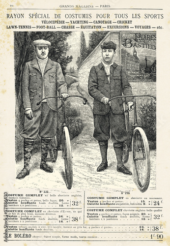 Two men with bike  suit