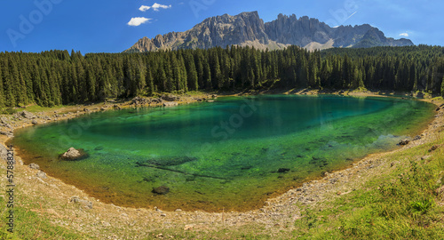 Carezza Lake in Dolomites,Val Di Fassa,South Tyrol,Italy