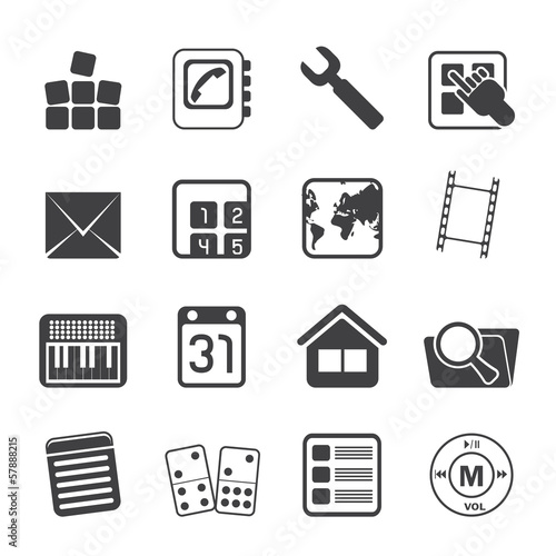 Silhouette Mobile Phone and Computer icon - Vector Icon Set
