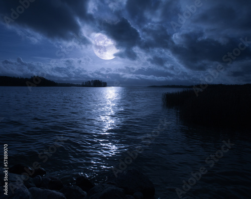 full moon over water photo