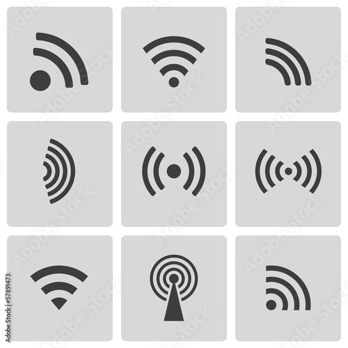 Vector black wireless icons set
