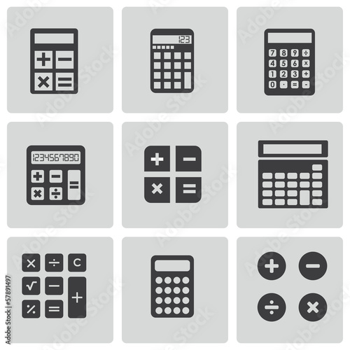 Vector black calculator icons set