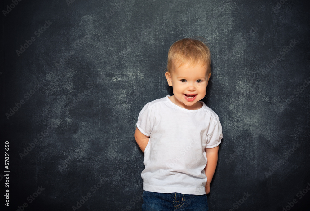 baby child and empty Blackboard baby child and empty Blackboard