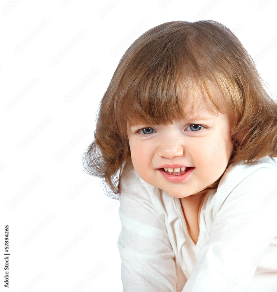 portrait of a little girl on a white background portrait of a little girl on a white background
