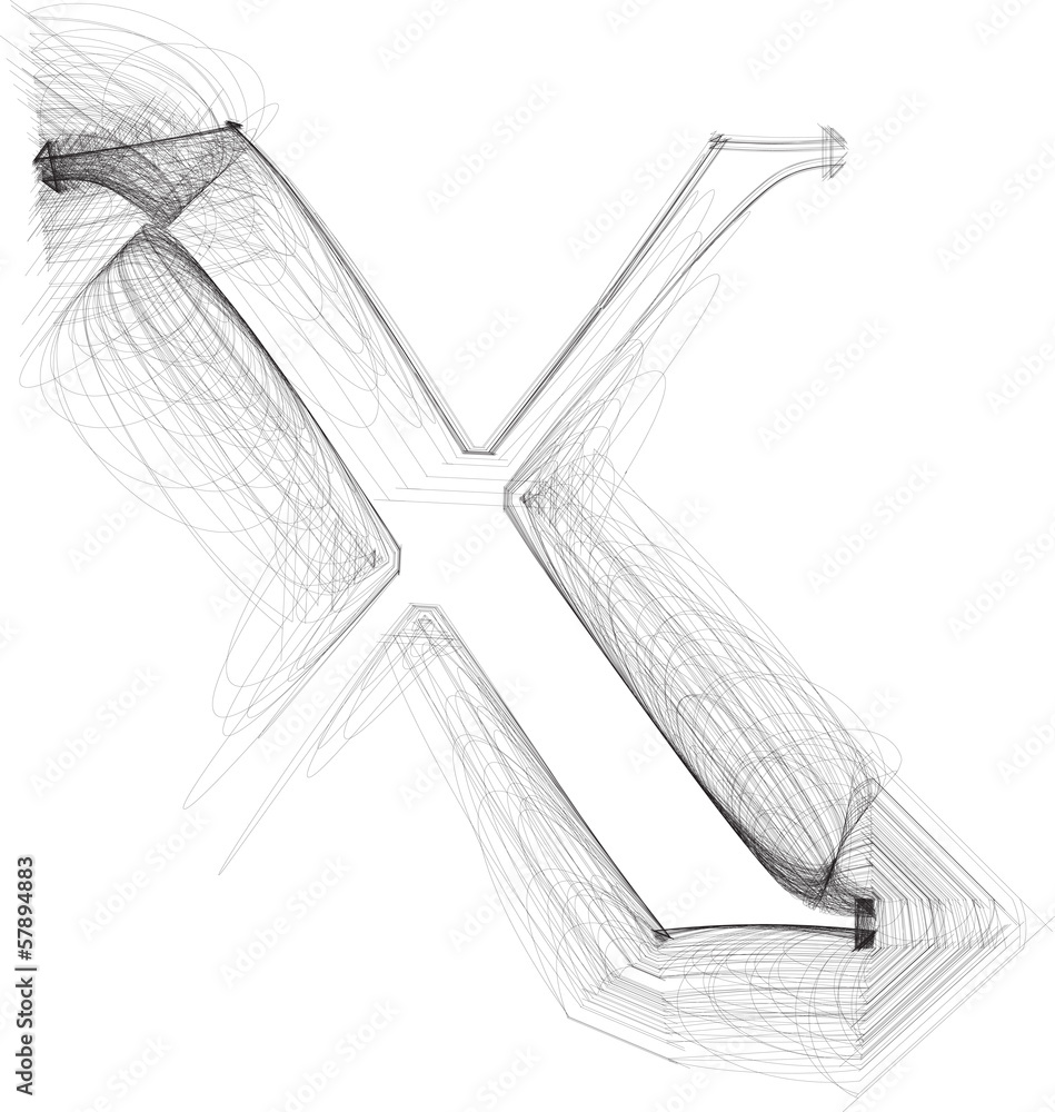 Hand draw font. LETTER x. Vector illustration Hand draw font. LETTER x. Vector illustration