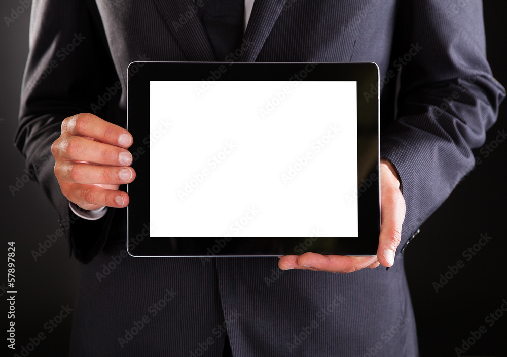 Businessman Holding Digital Tablet Businessman Holding Digital Tablet