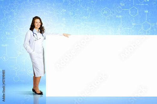 Doctor with banner