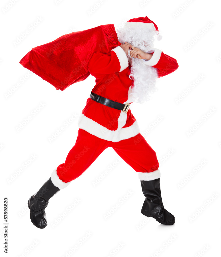 Portrait of santa carrying sack