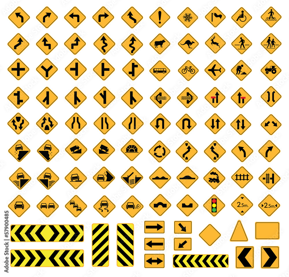 warning road signs Stock Vector | Adobe Stock