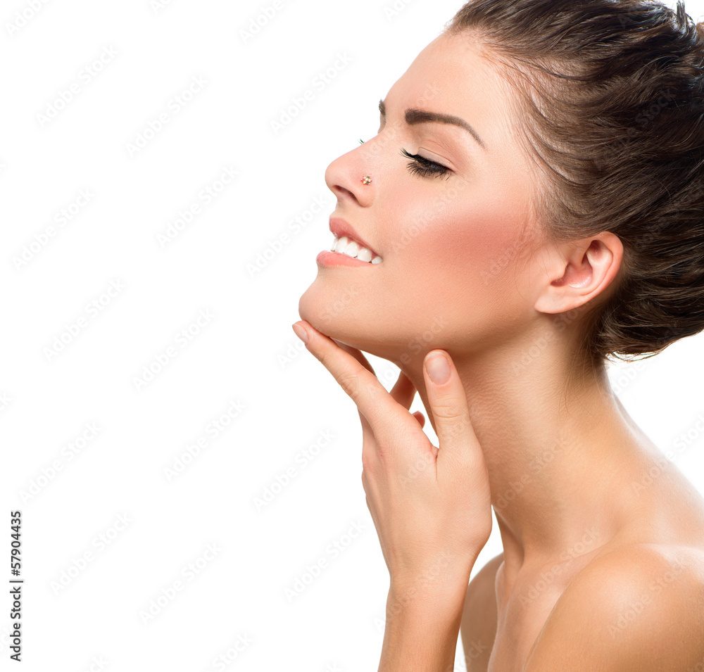 Beauty Portrait. Beautiful Spa Girl Touching her Face Beauty Portrait. Beautiful Spa Girl Touching her Face