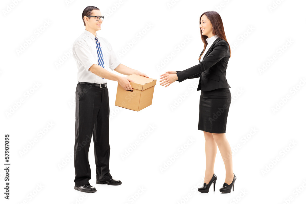 Fototapeta premium Full length portrait of business colleagues collaborating