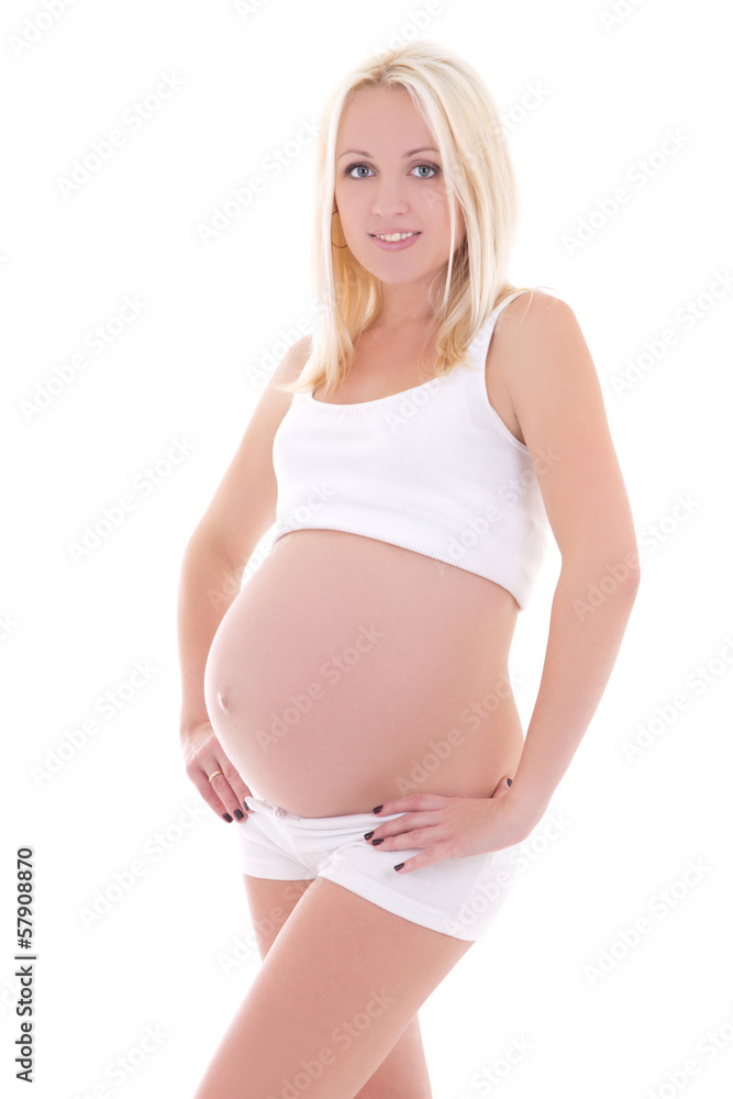 portrait of young pregnant woman isolated on white background portrait of young pregnant woman isolated on white background