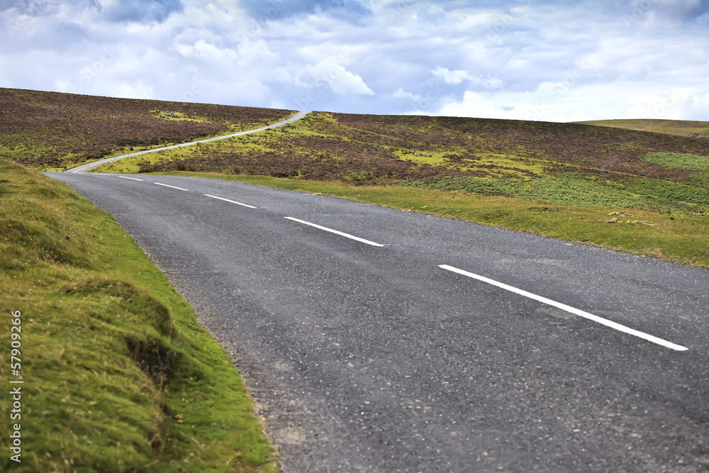 Country road crossing Dartmoor National Park, England Country road crossing Dartmoor National Park, England