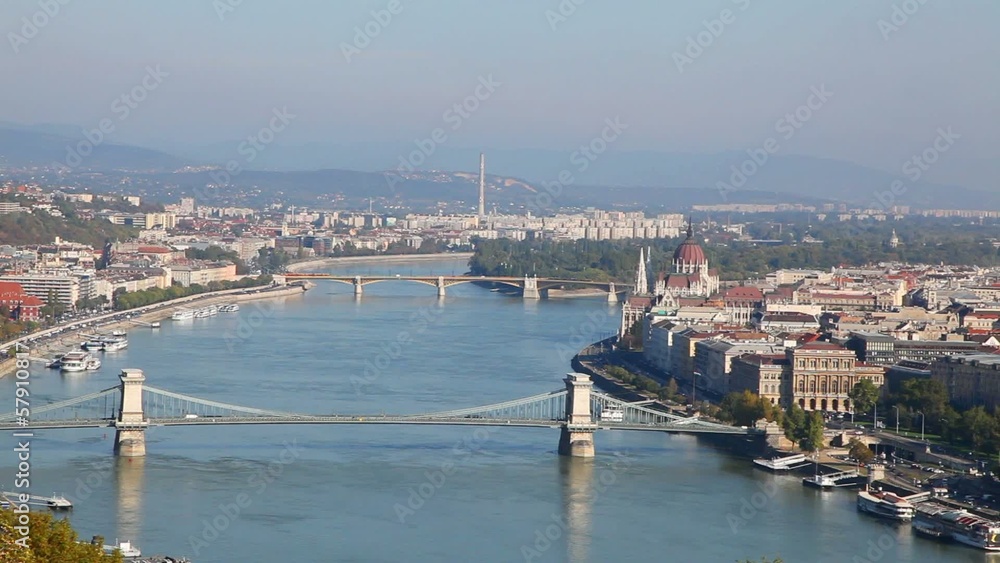 Panoramic overview of Budapest, Hungary on sunny day Panoramic overview of Budapest, Hungary on sunny day