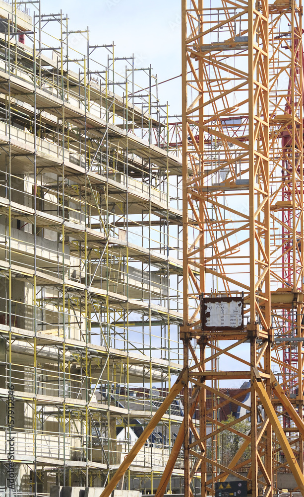 construction site with scaffolding