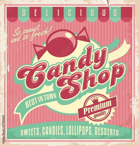 Vintage poster template for candy shop