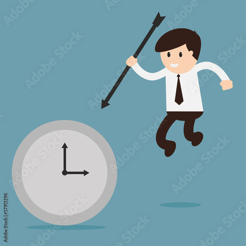 Businessman hold the arrow killing the time