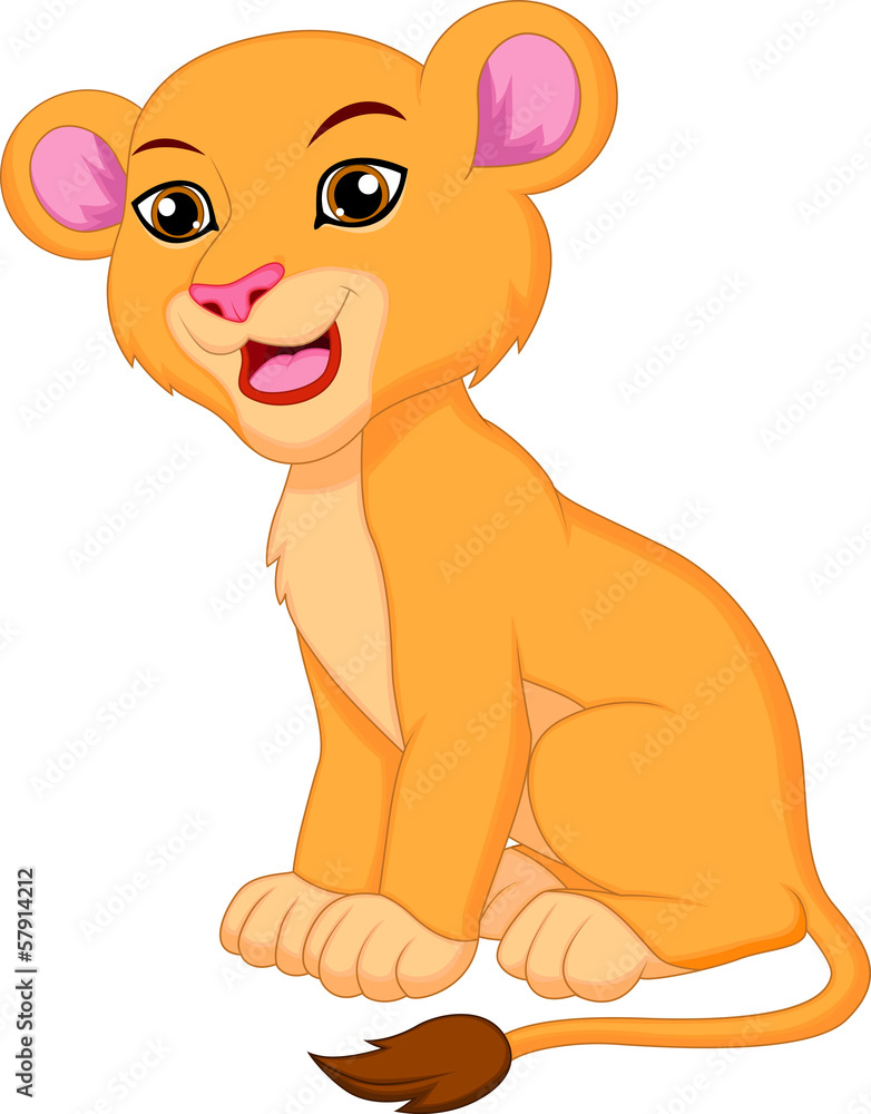 Naklejka premium Cute lioness cartoon