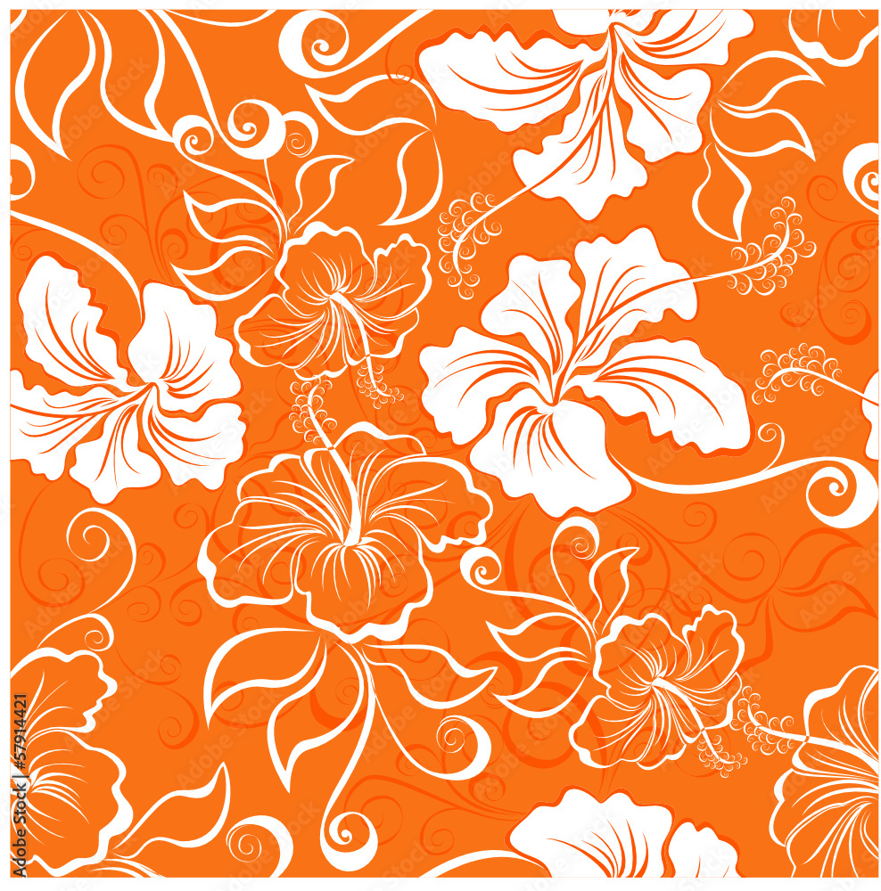 Vector seamless hibiscus flower background . Hawaiian patterns Stock Vector  | Adobe Stock