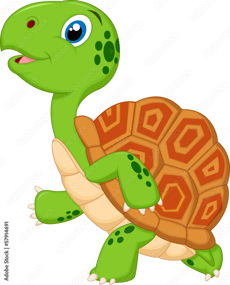 Naklejka premium Cute turtle cartoon running