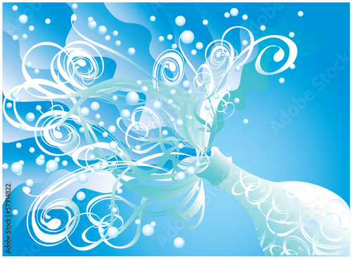 Champagne celebration. Open champagne bottle