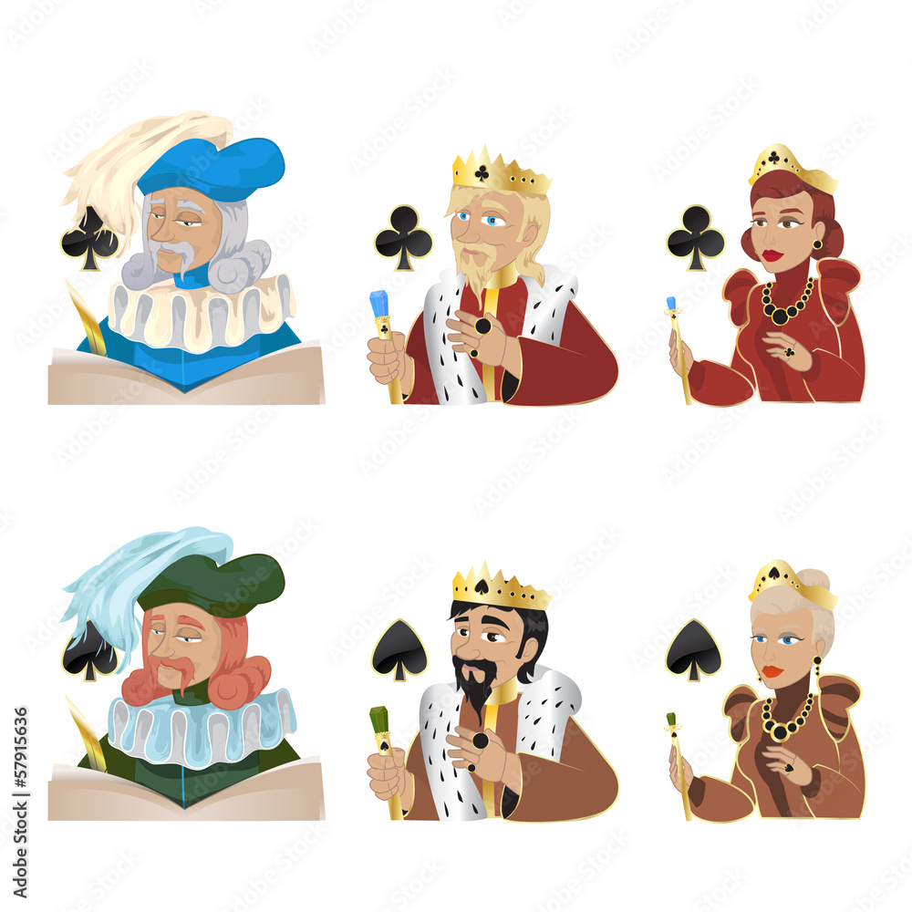 Fototapeta premium Jack, King And Queen, Playing Cards - Isolated On White