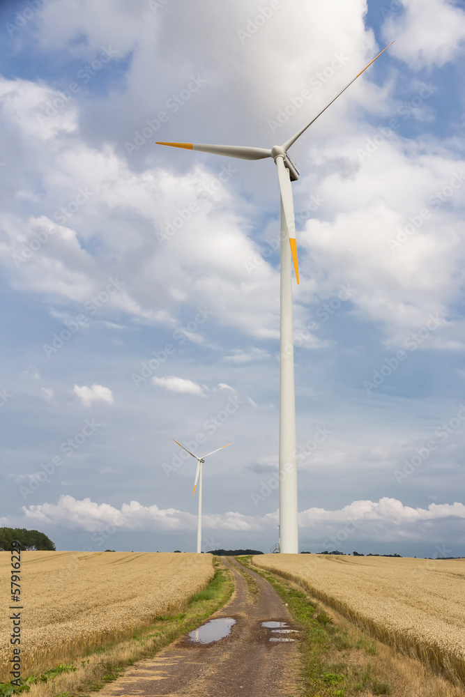 Sights of Poland. Wind farm on Polish seaside.