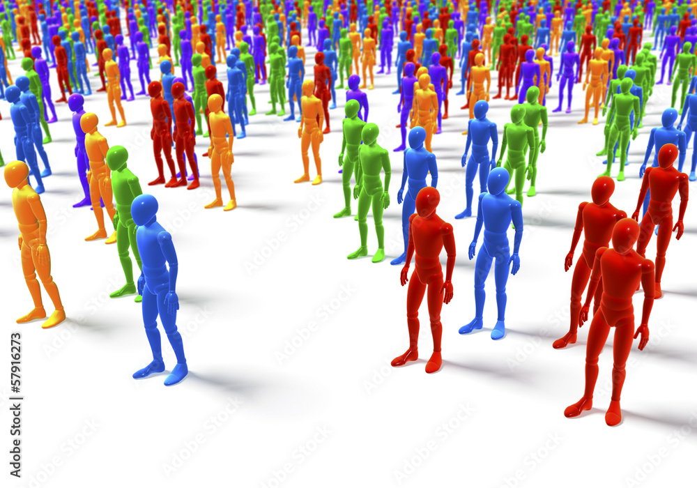 Gruppe Figuren, Menschen, bunt, farbig Stock Illustration | Adobe Stock