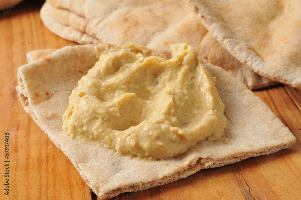 Garlic hummus on pita Garlic hummus on pita