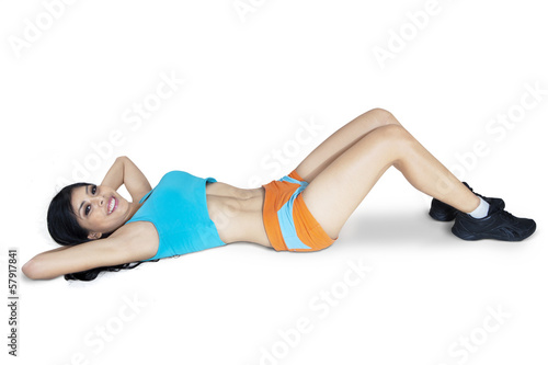 Fitness woman doing abdominal exercises