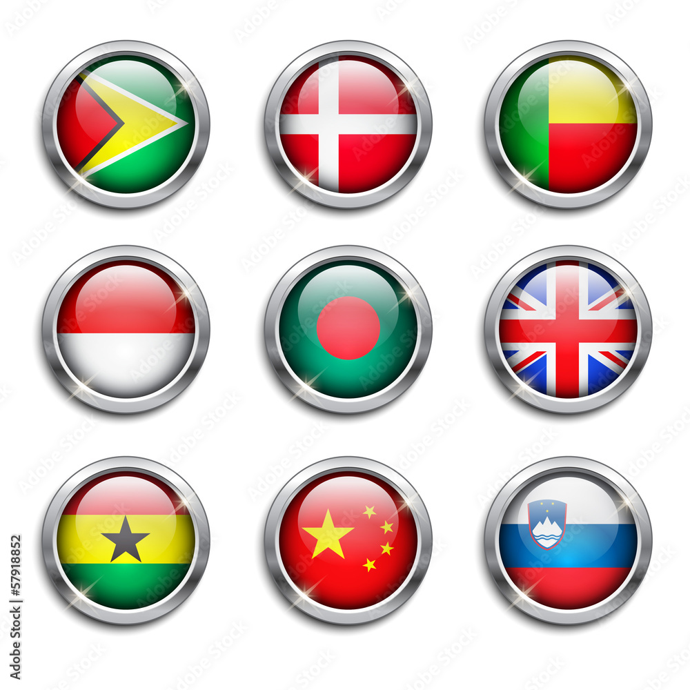 World flags round buttons World flags round buttons