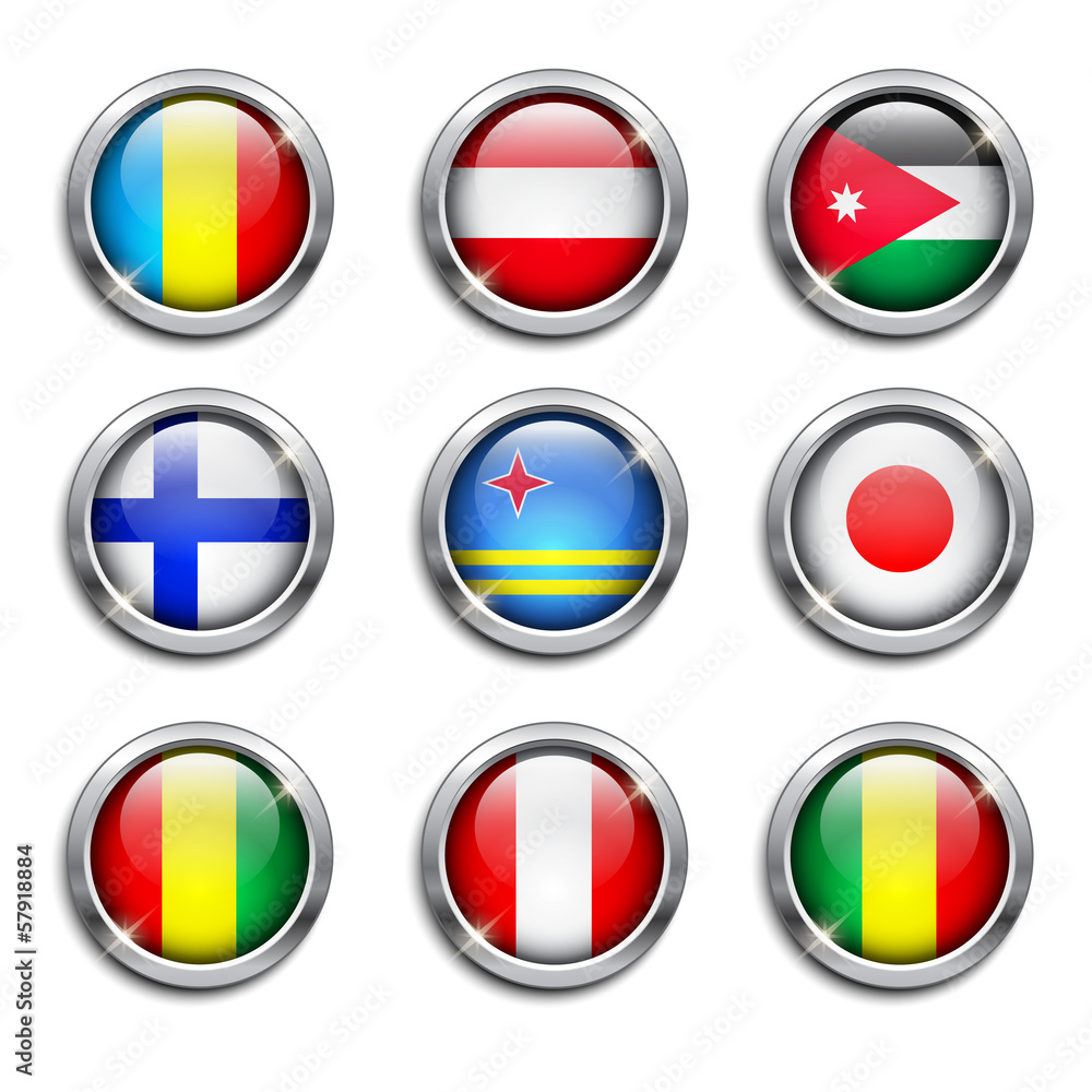 World flags round buttons World flags round buttons