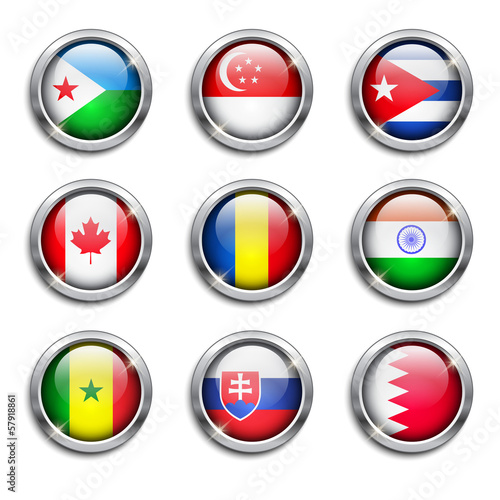 World flags round buttons