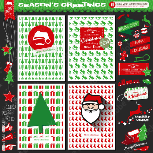 Wallpaper Mural Christmas Set, Postcards, Christmas Elements Torontodigital.ca