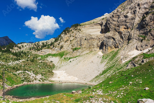 Amazing view of mountain lake in Albanian Alps