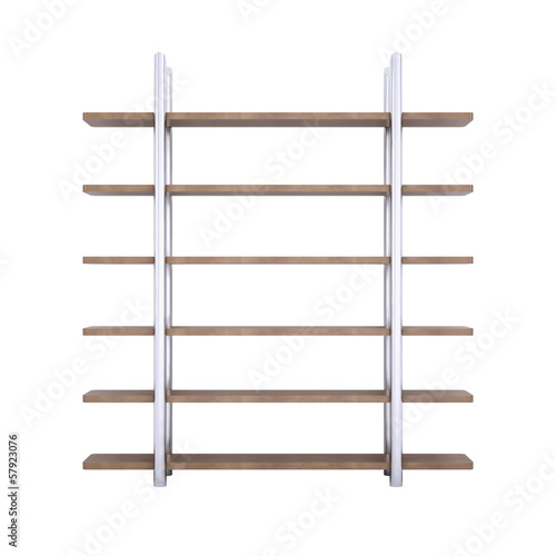 Wooden shelves with metal stands