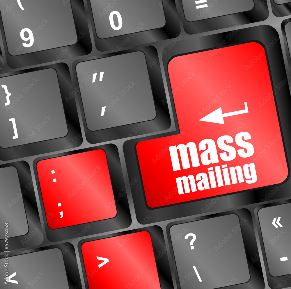 Marketing concept: computer keyboard with word Mass Mailing Marketing concept: computer keyboard with word Mass Mailing