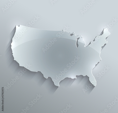 USA map glass card paper 3D america united states