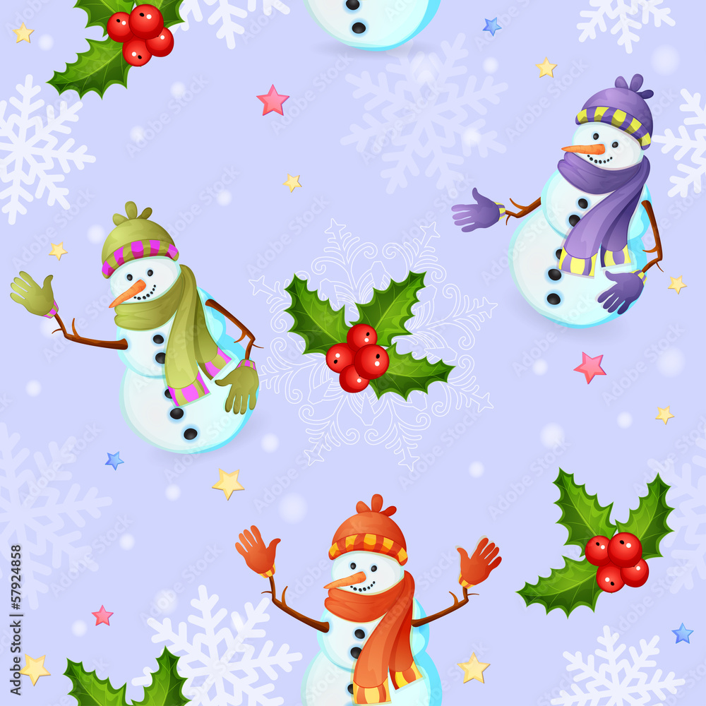 Seamless pattern with cute Christmas snowman Seamless pattern with cute Christmas snowman