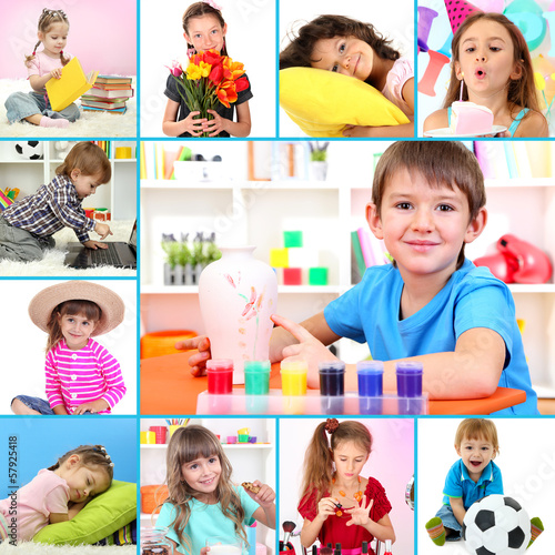 Collage of cute little chil...