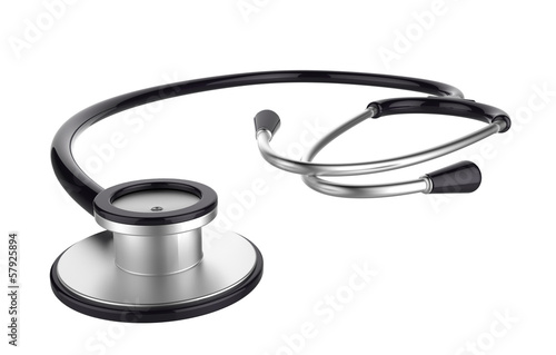 Black stethoscope on white background