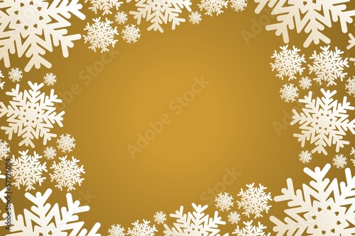 Wallpaper Mural gold christmas frame with white snowflakes Torontodigital.ca