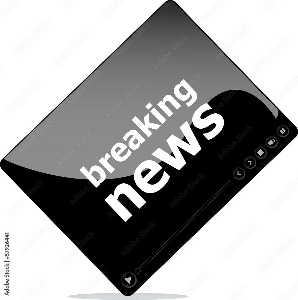 Social media concept: media player interface, breaking news Social media concept: media player interface, breaking news