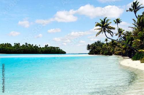 Landscape of One foot Island in Aitutaki Lagoon Cook Islands