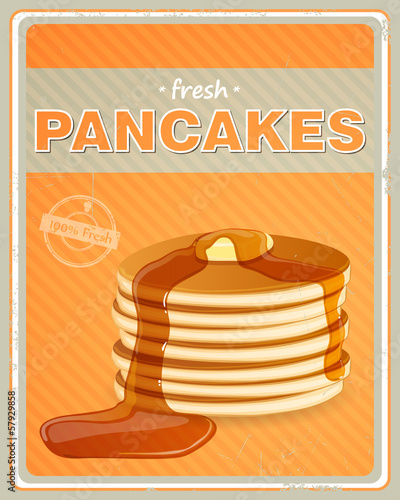 Vector Illustration of a Vintage Pancakes Sign