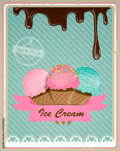 Vector Illustration of a Vintage Ice Cream Sign