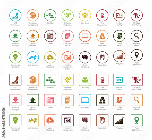 SEO and Development icon set2, circle series