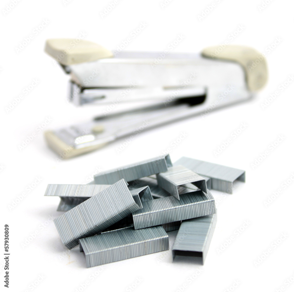 Stapler and staples isolated on white Stapler and staples isolated on white