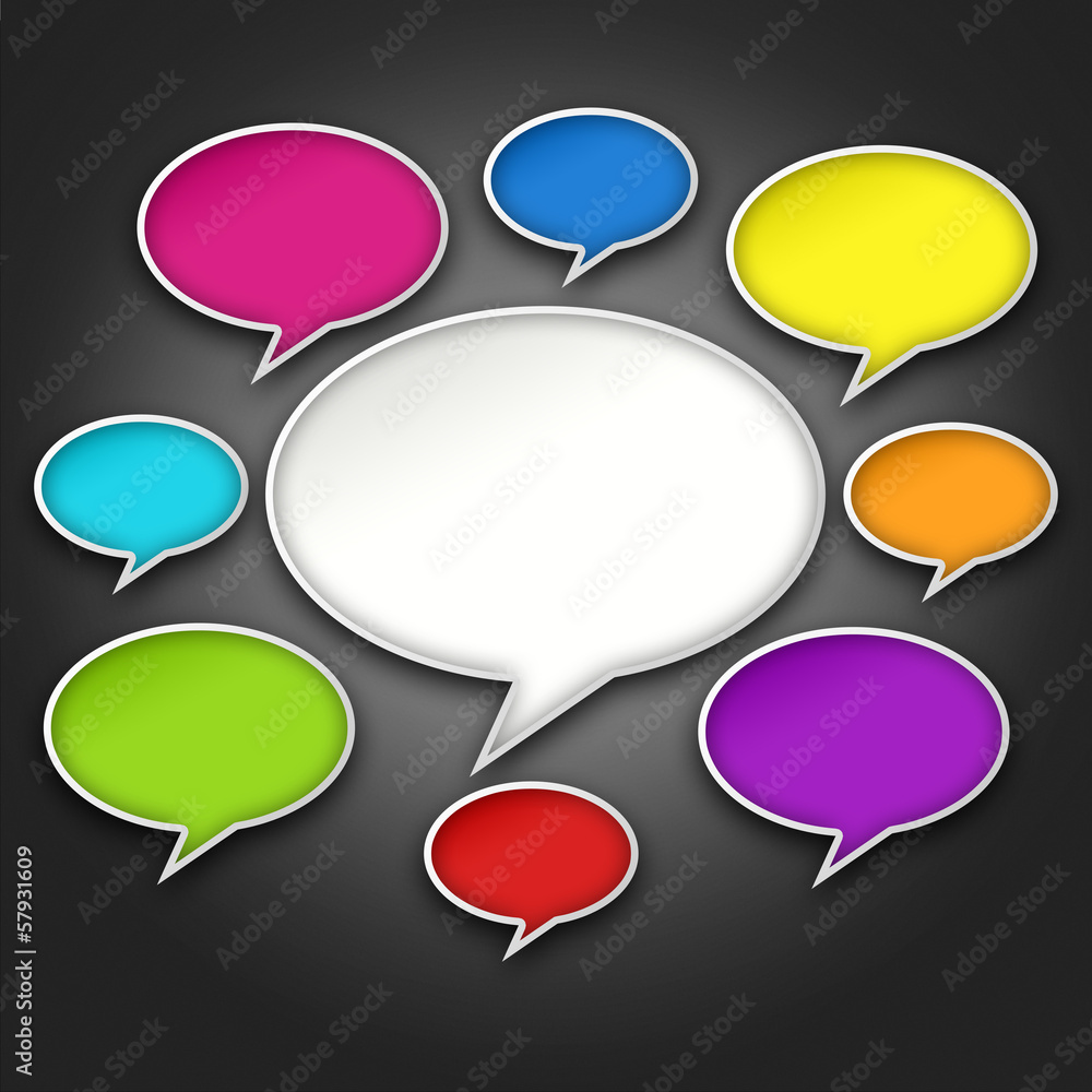 Colorful Chat Bubbles Conversation on Black Colorful Chat Bubbles Conversation on Black
