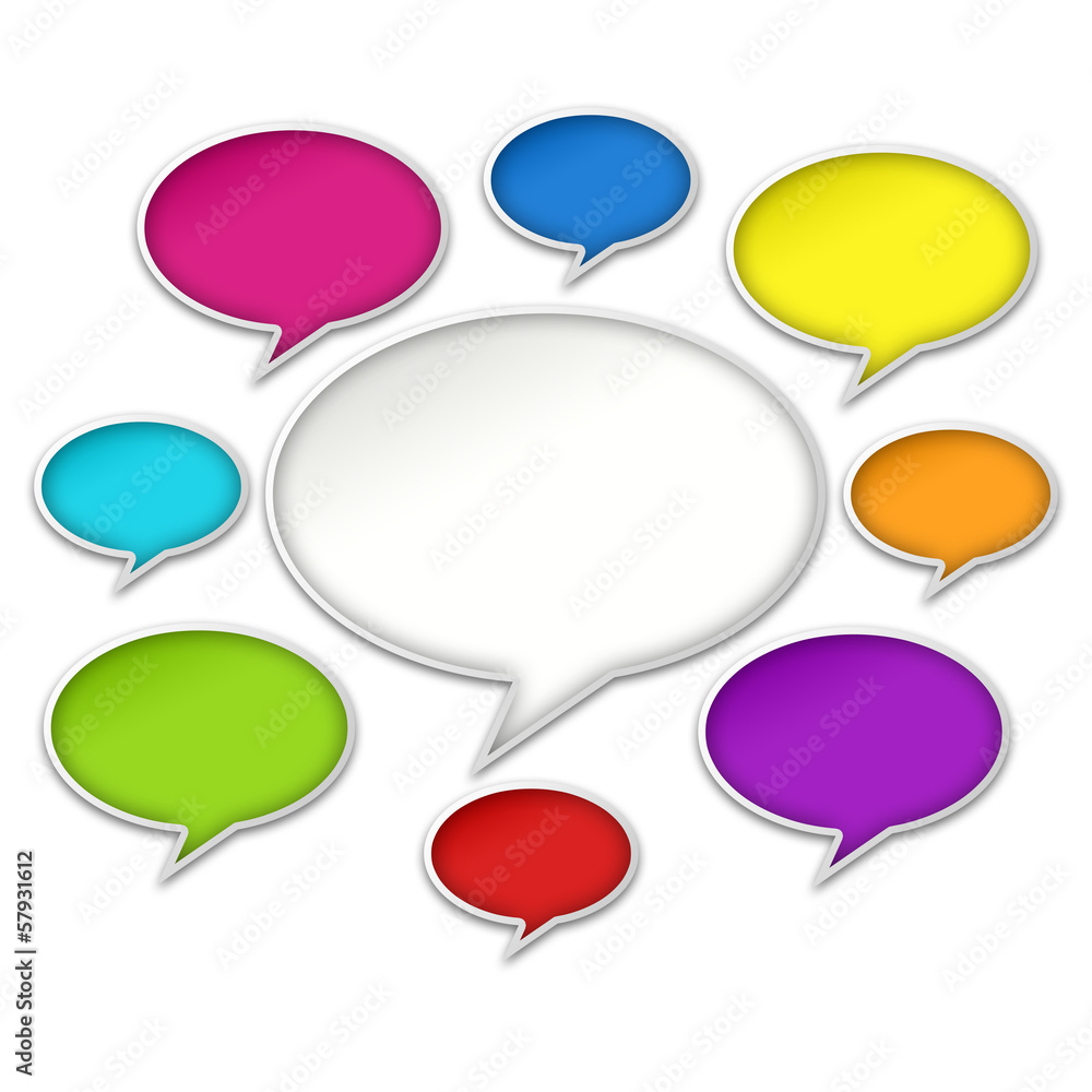 Colorful Chat Bubbles Conversation on White Background Colorful Chat Bubbles Conversation on White Background